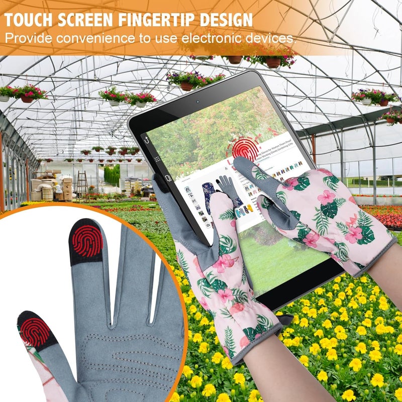 MERTURN Store Leather Gardening Gloves for Women Thorn Proof Garden Gloves Touch Screen Working Gloves Gifts,M - Image 5